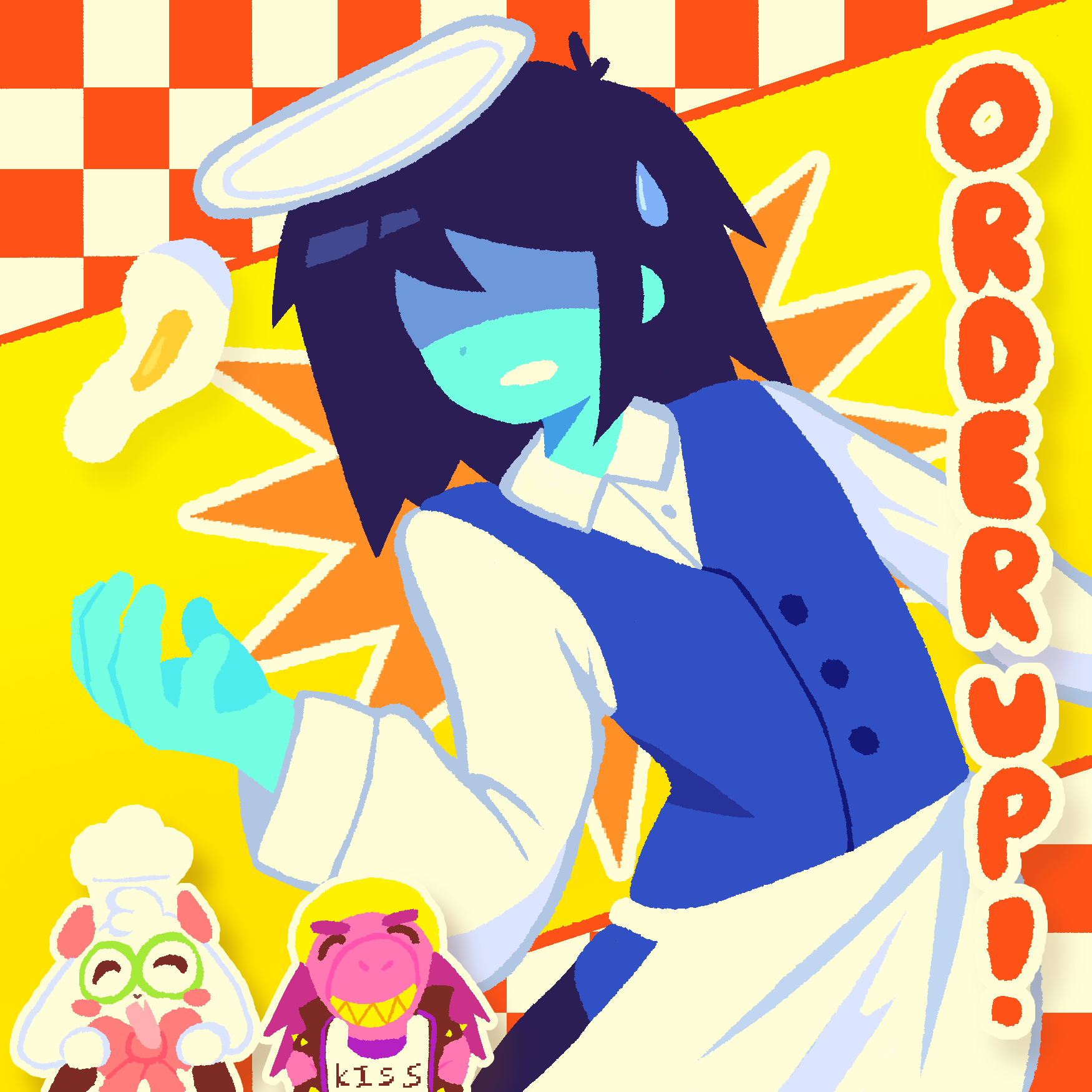 kris from deltarune wearing on the outfit from the cooking physical challenge in chapter 3