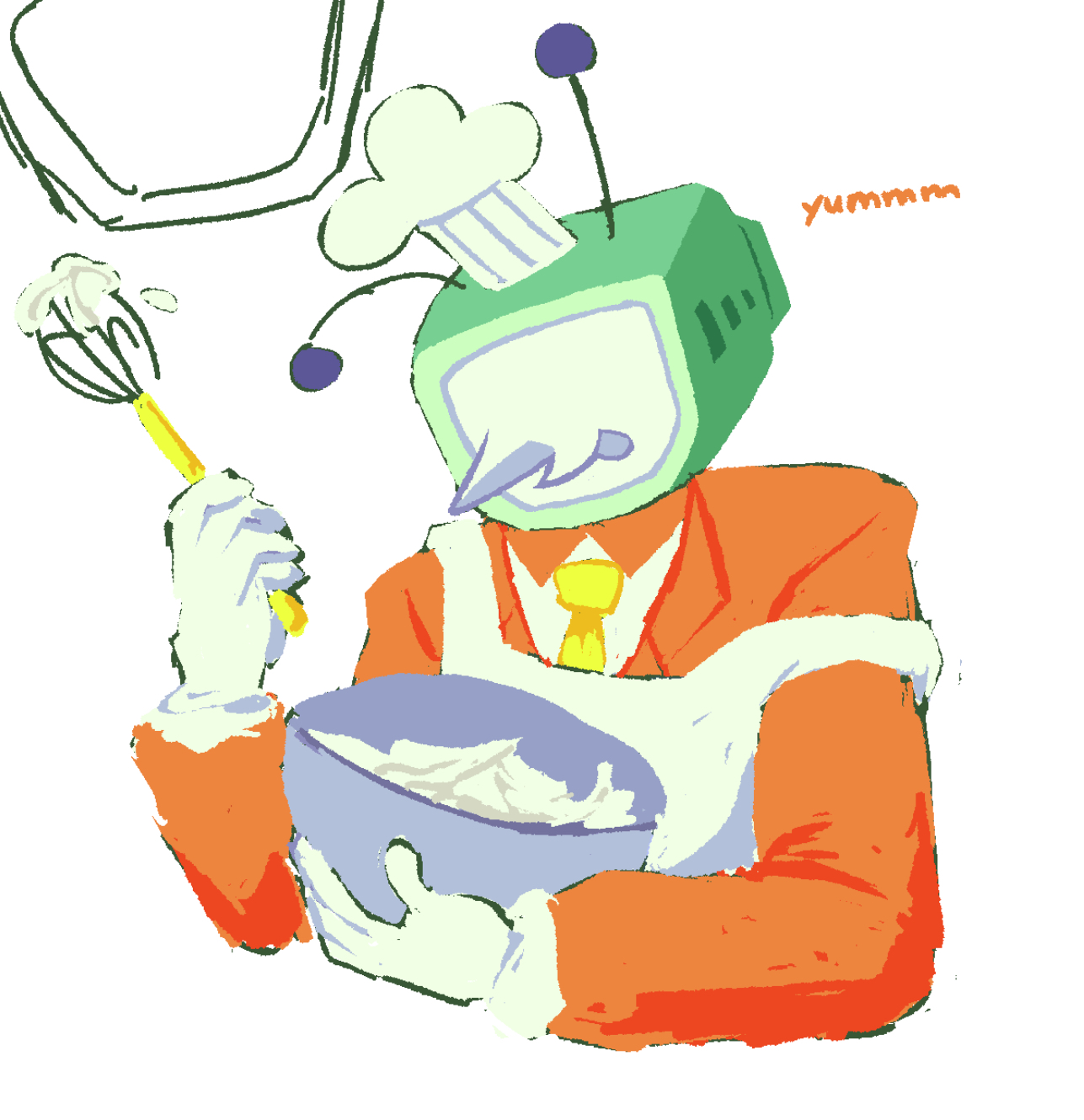 tenna swishing frosting around in a bowl