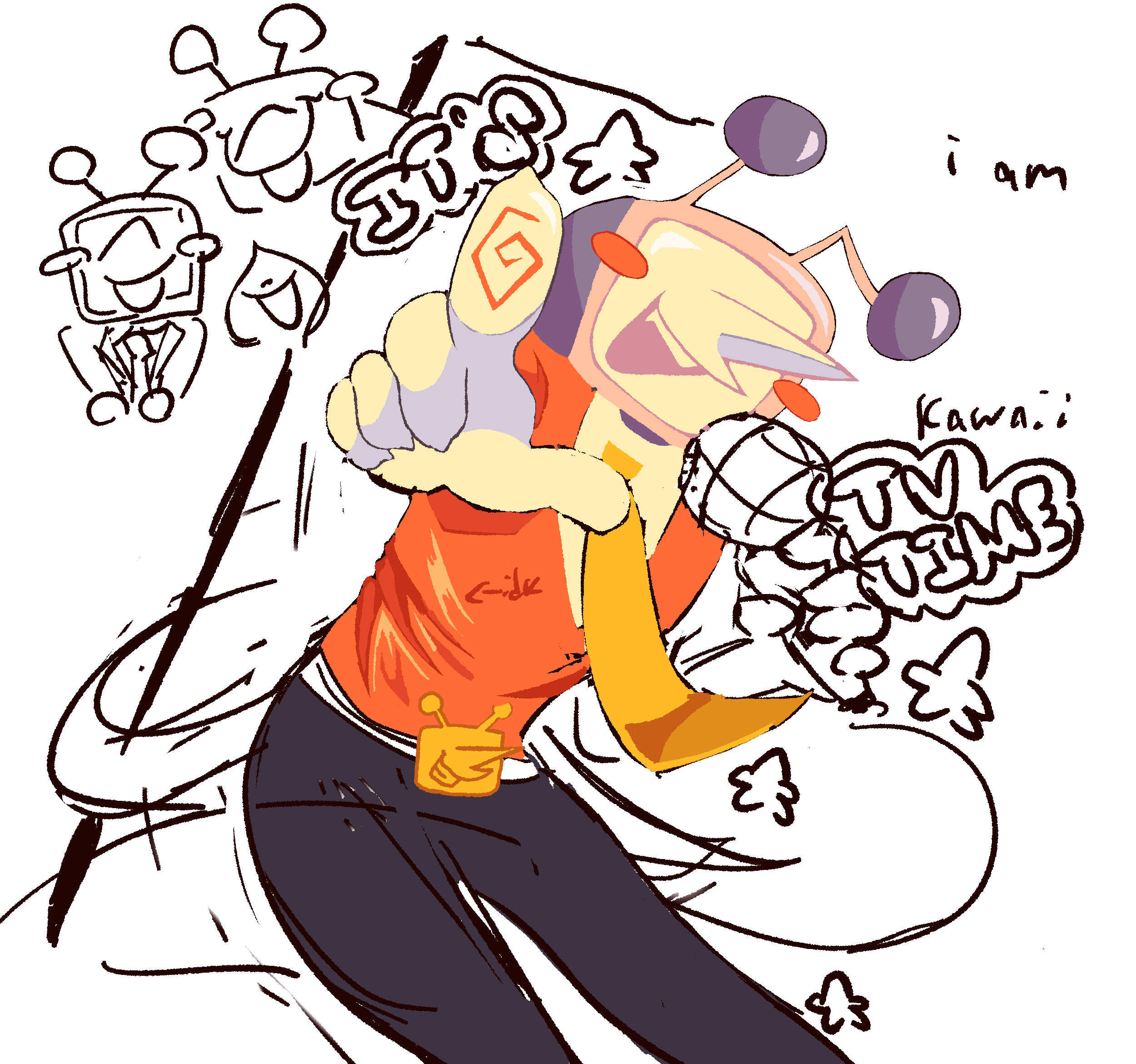 tenna pointing to the viewer and announcing something